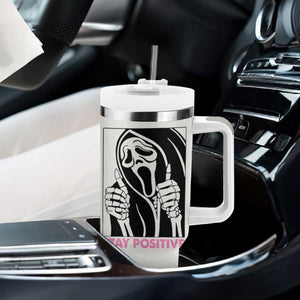 Funny Halloween Grim Reaper Tumbler With Handle Stay Positive Inspirational Quotes TB10 Print Your Wear