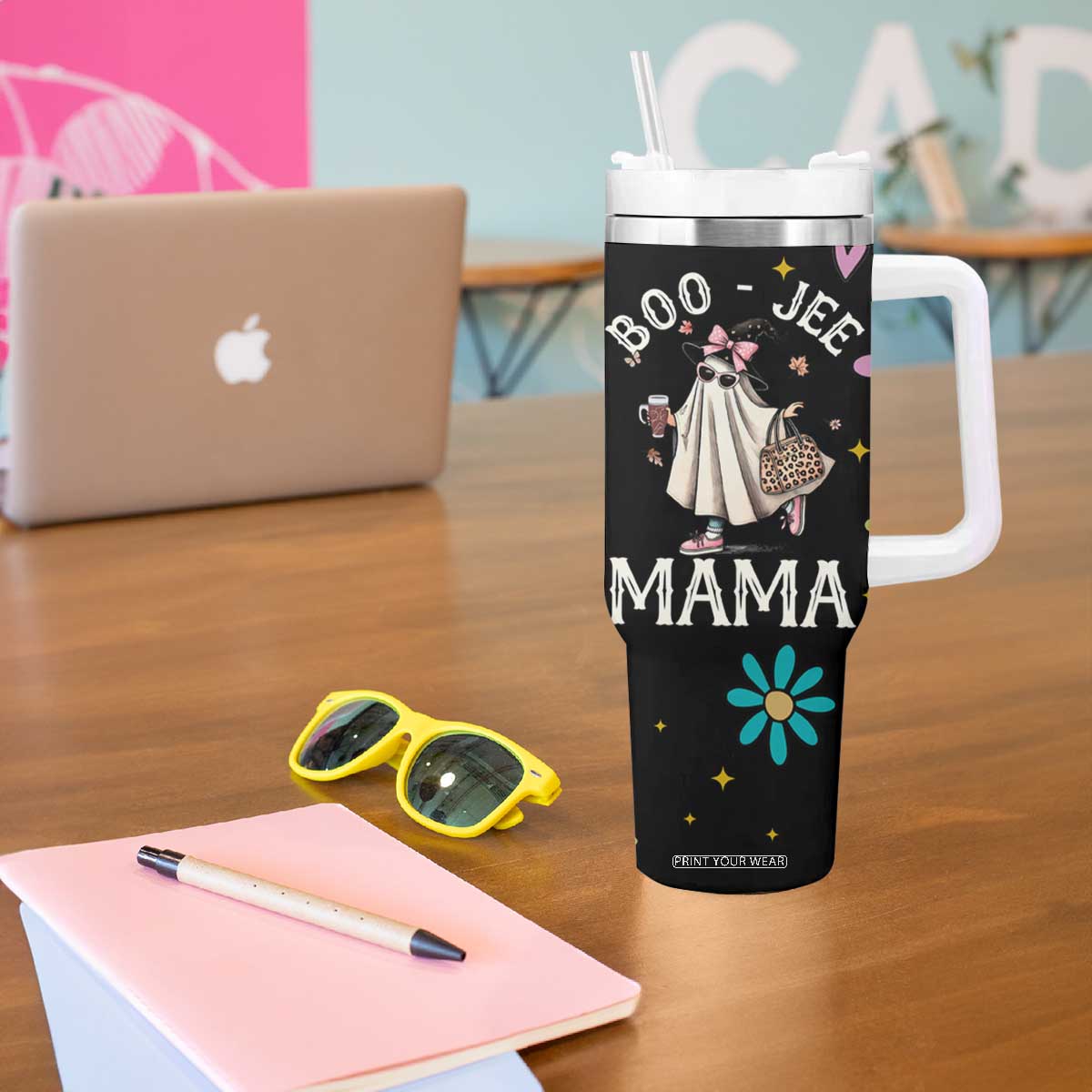 Boo Jee Ghost Tumbler With Handle Spooky Season Mom Mama Halloween Gift TB10 Print Your Wear