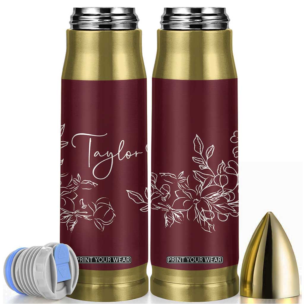 Personalized Wildflower Floral Bullet Tumbler Custom Name Mothers Day Gift From Daughter Son TB10 Maroon Print Your Wear