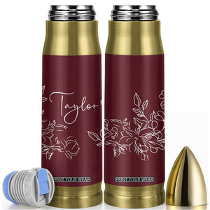 Personalized Wildflower Floral Bullet Tumbler Custom Name Mothers Day Gift From Daughter Son TB10 Maroon Print Your Wear