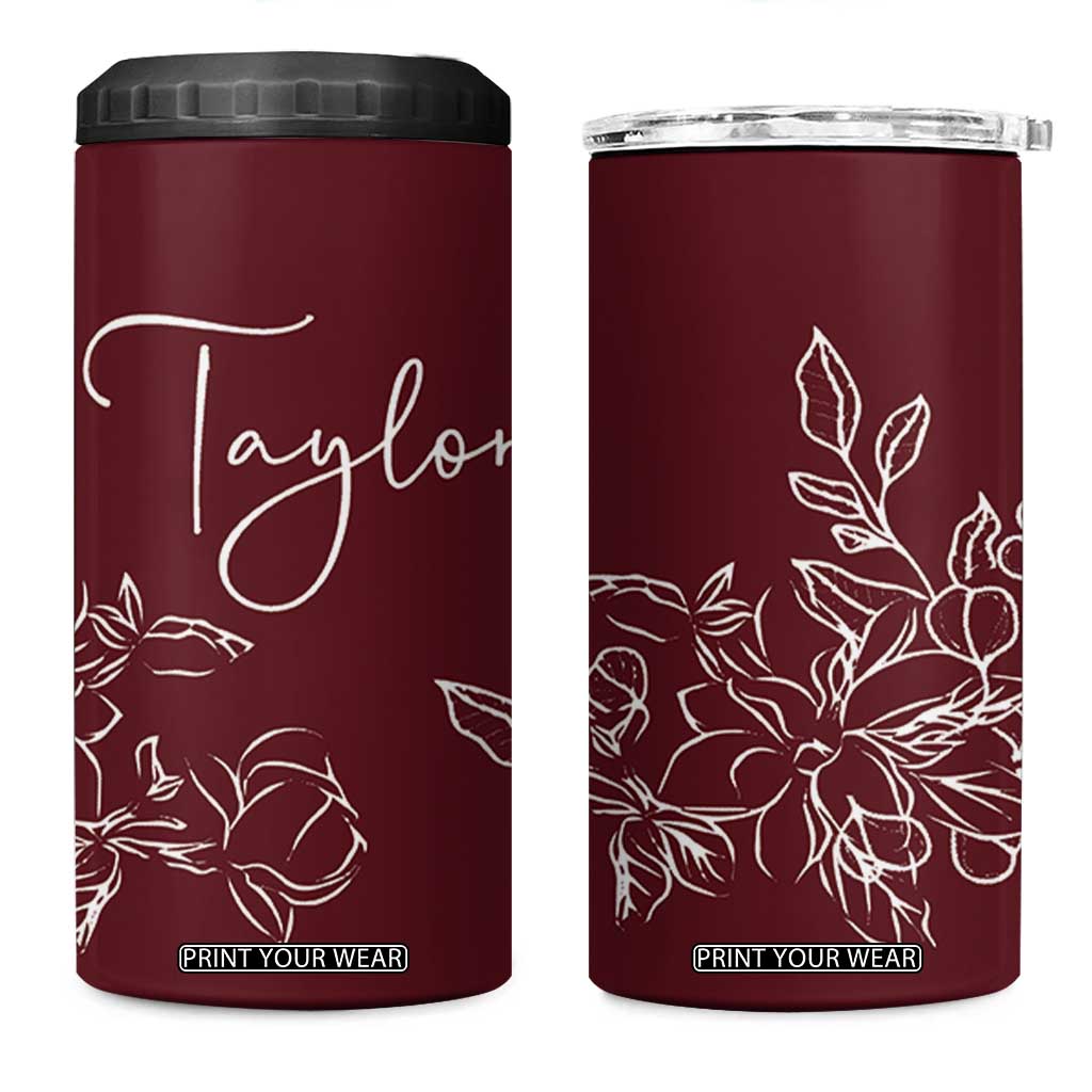 Personalized Wildflower Floral 4 in 1 Can Cooler Tumbler Custom Name Mothers Day Gift From Daughter Son TB10 One Size: 16 oz Maroon Print Your Wear