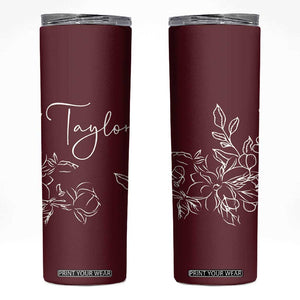 Personalized Wildflower Floral Skinny Tumbler Custom Name Mothers Day Gift From Daughter Son TB10 Maroon Print Your Wear