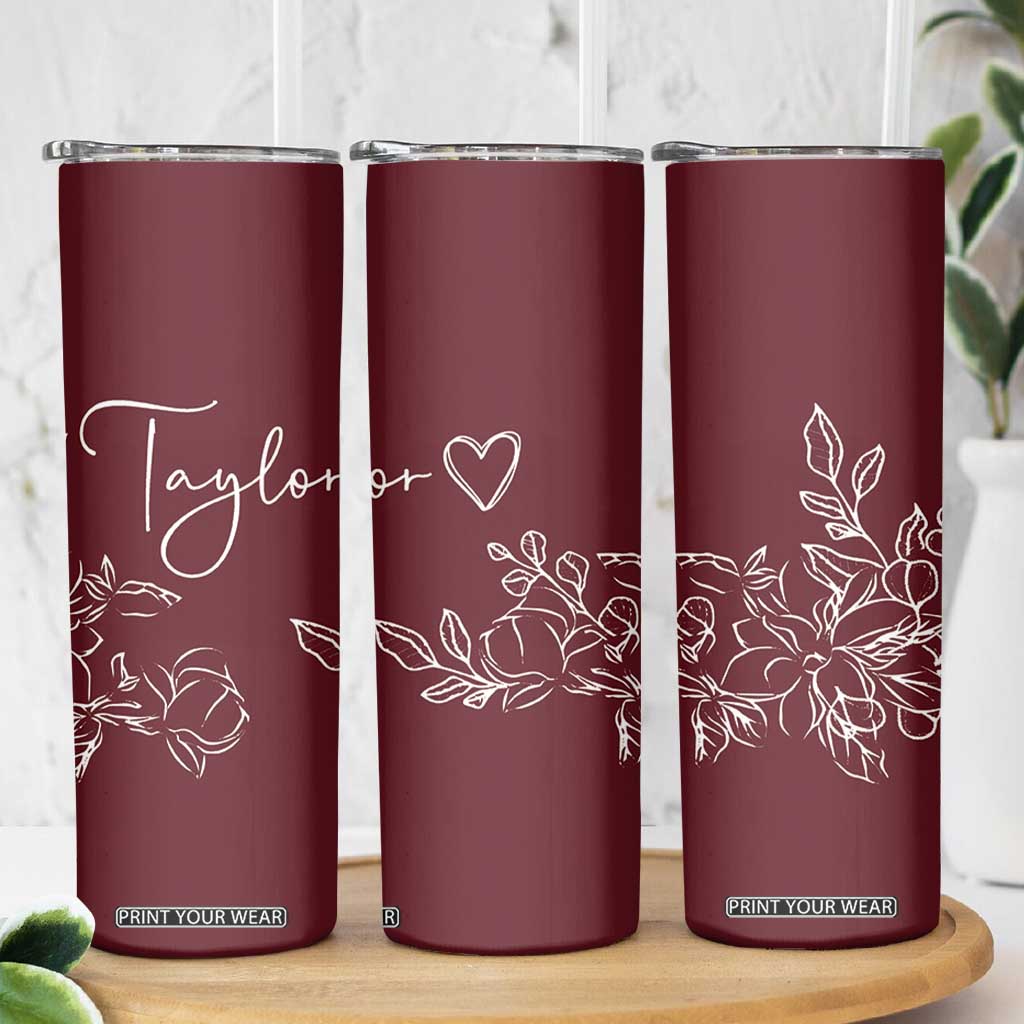 Personalized Wildflower Floral Skinny Tumbler Custom Name Mothers Day Gift From Daughter Son TB10 Print Your Wear