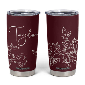 Personalized Wildflower Floral Tumbler Cup Custom Name Mothers Day Gift From Daughter Son TB10 Maroon Print Your Wear