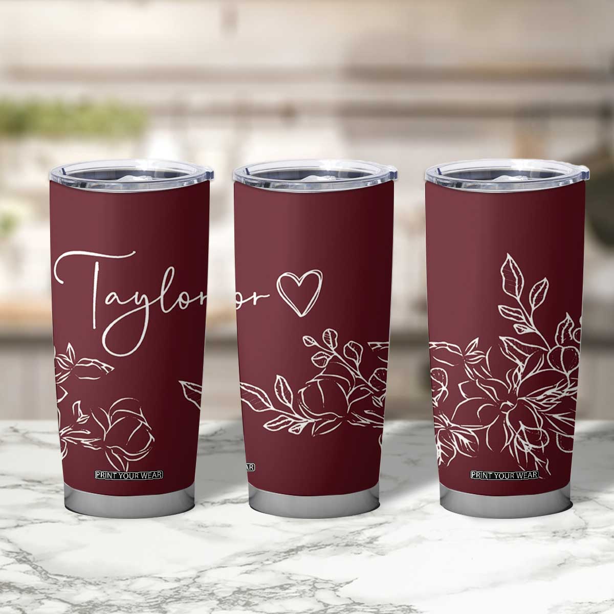 Personalized Wildflower Floral Tumbler Cup Custom Name Mothers Day Gift From Daughter Son TB10 Print Your Wear