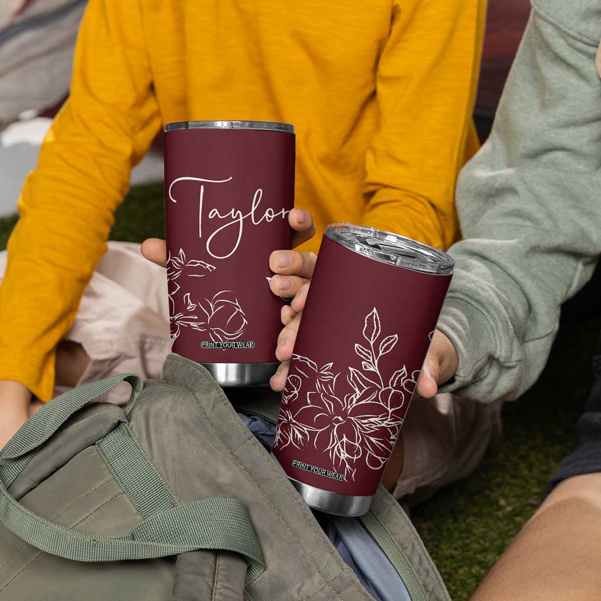 Personalized Wildflower Floral Tumbler Cup Custom Name Mothers Day Gift From Daughter Son TB10 Print Your Wear