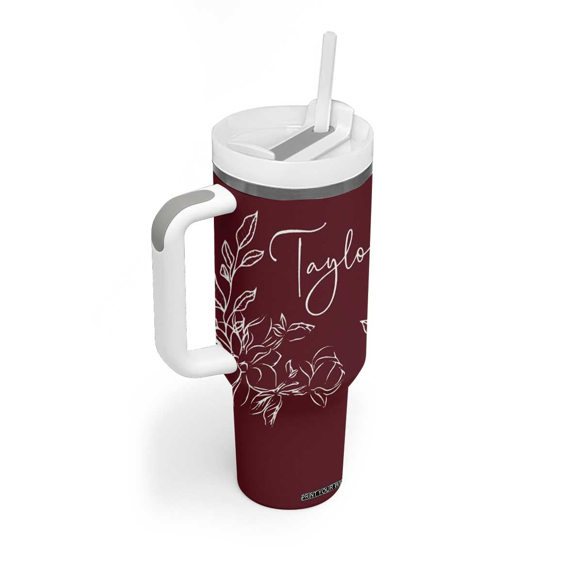 Personalized Wildflower Floral Tumbler With Handle Custom Name Mothers Day Gift From Daughter Son TB10 Print Your Wear