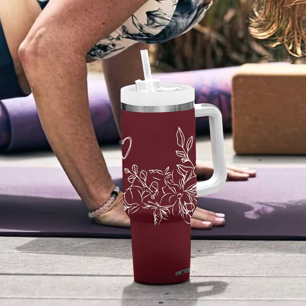 Personalized Wildflower Floral Tumbler With Handle Custom Name Mothers Day Gift From Daughter Son TB10 Print Your Wear