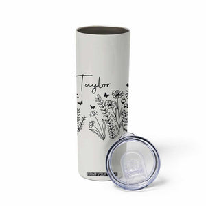 Personalized Wildflower Skinny Tumbler Custom Name Custom Name Gift For Women Butterflies Floral TB10 Print Your Wear