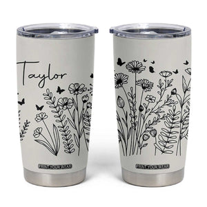 Personalized Wildflower Tumbler Cup Custom Name Custom Name Gift For Women Butterflies Floral TB10 Beige Print Your Wear
