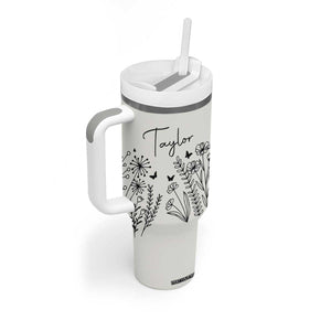 Personalized Wildflower Tumbler With Handle Custom Name Custom Name Gift For Women Butterflies Floral TB10 Print Your Wear