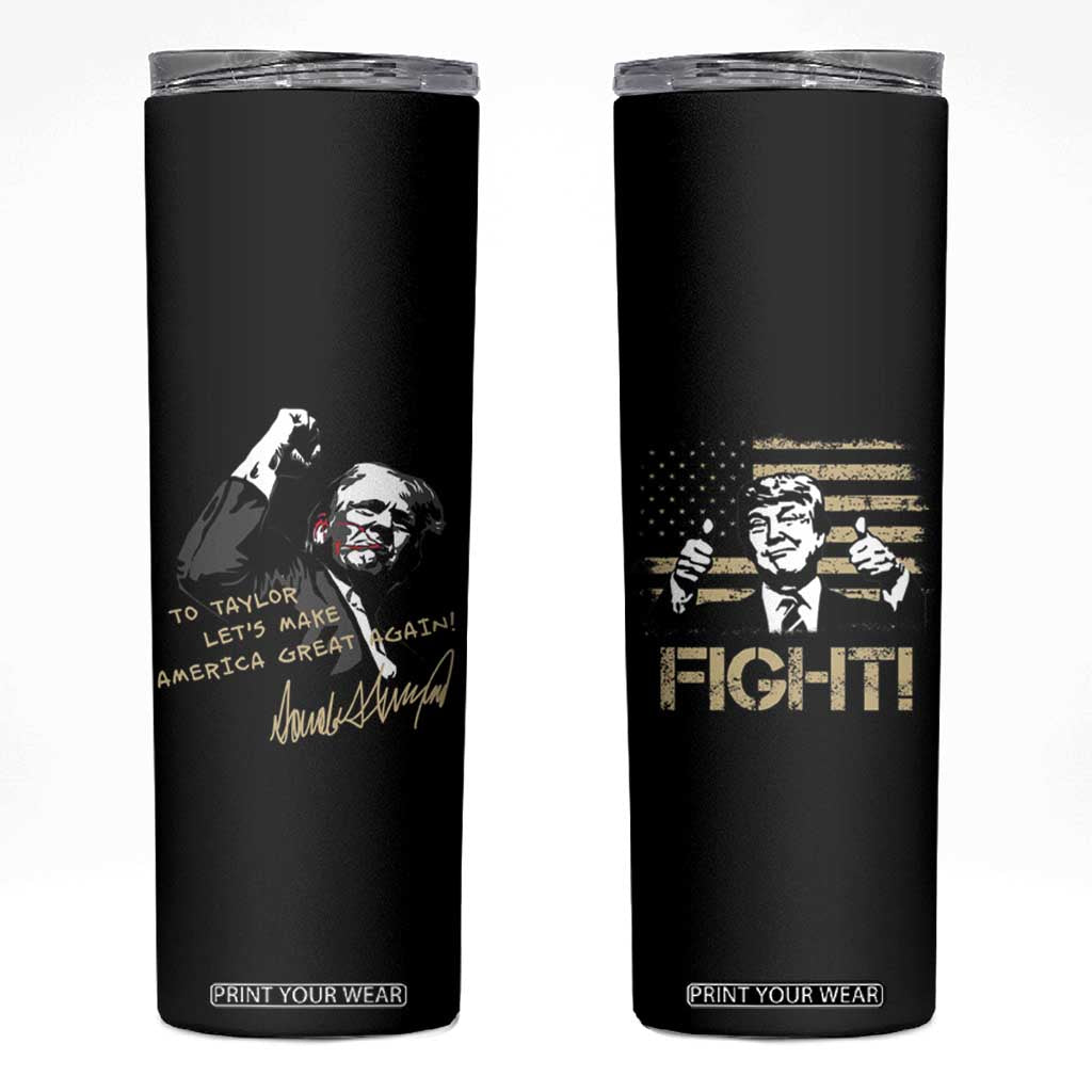 Personalized Trump 2024 Skinny Tumbler Custom Name Funny 45 47 President TB10 Black Print Your Wear