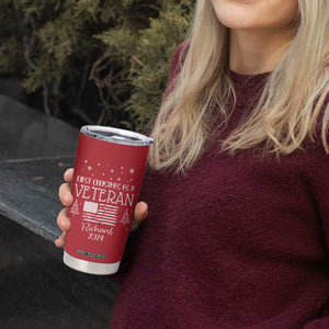 Personalized First Christmas Veteran Tumbler Cup Custom Name Military Retirement Gift American Flag Red TB10 Print Your Wear