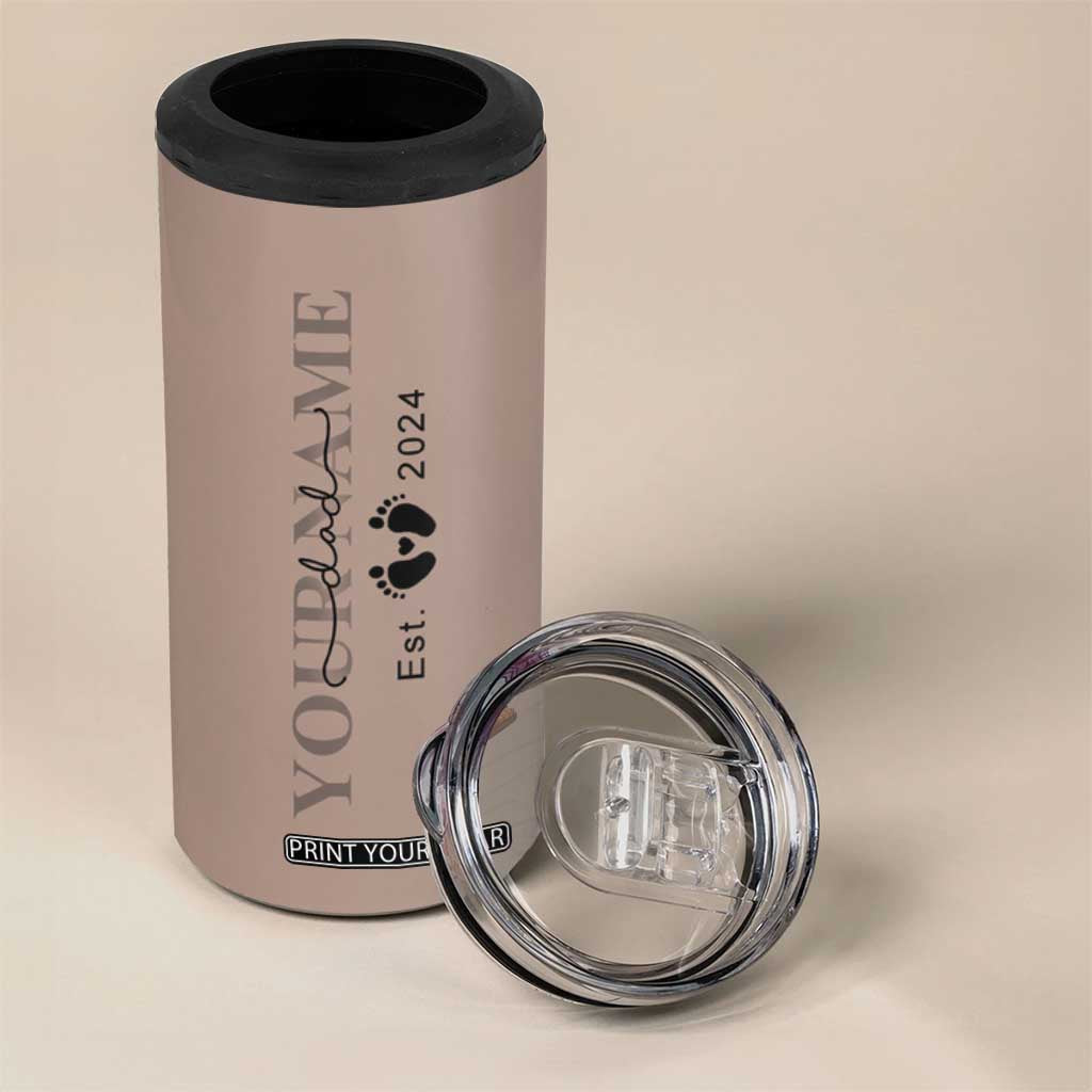 Personalized New Dad 4 in 1 Can Cooler Tumbler Est 2024 Pregnancy Reveal First Time Dad Gift TB10 Print Your Wear