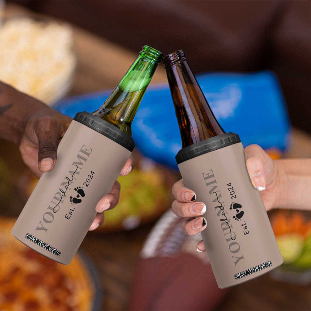 Personalized New Dad 4 in 1 Can Cooler Tumbler Est 2024 Pregnancy Reveal First Time Dad Gift TB10 Print Your Wear