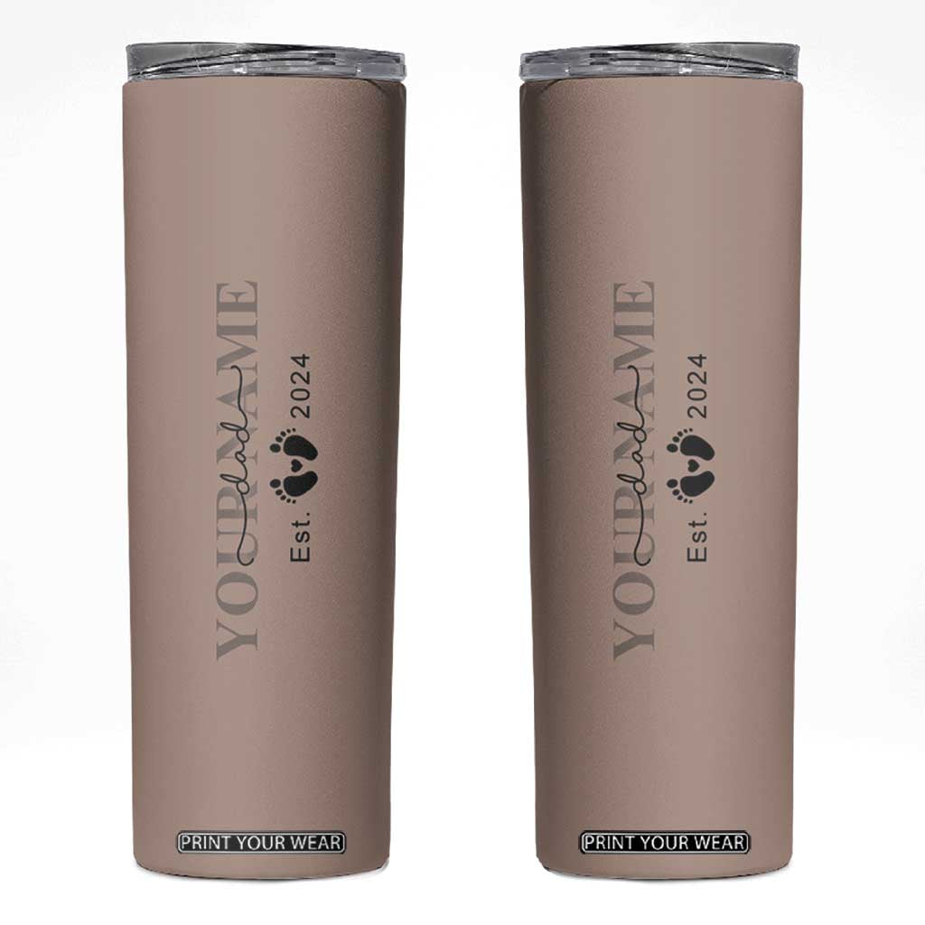 Personalized New Dad Skinny Tumbler Est 2024 Pregnancy Reveal First Time Dad Gift TB10 Brown Print Your Wear