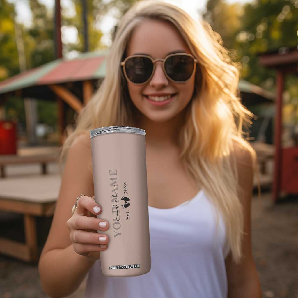 Personalized New Dad Skinny Tumbler Est 2024 Pregnancy Reveal First Time Dad Gift TB10 Print Your Wear