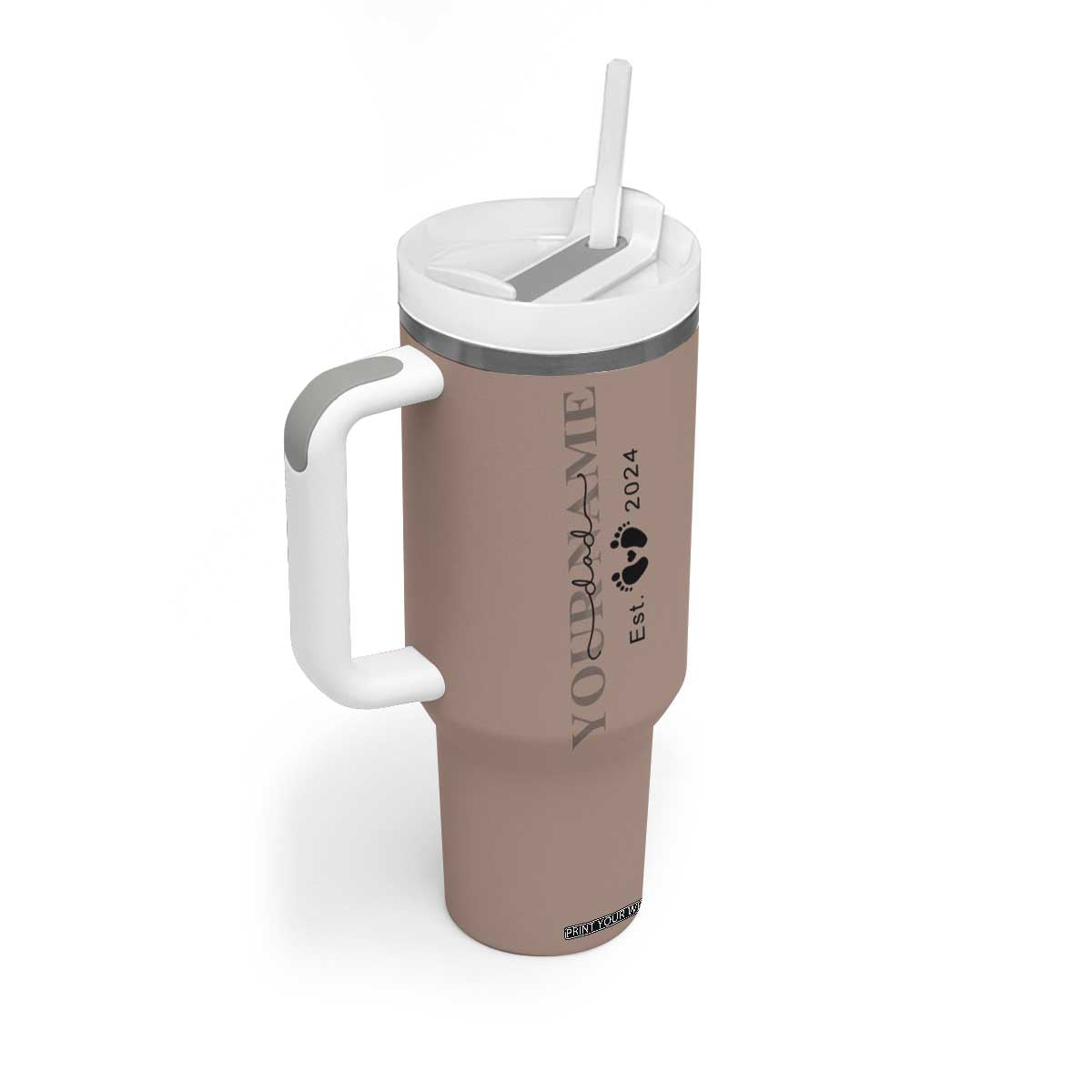 Personalized New Dad Tumbler With Handle Est 2024 Pregnancy Reveal First Time Dad Gift TB10 Print Your Wear