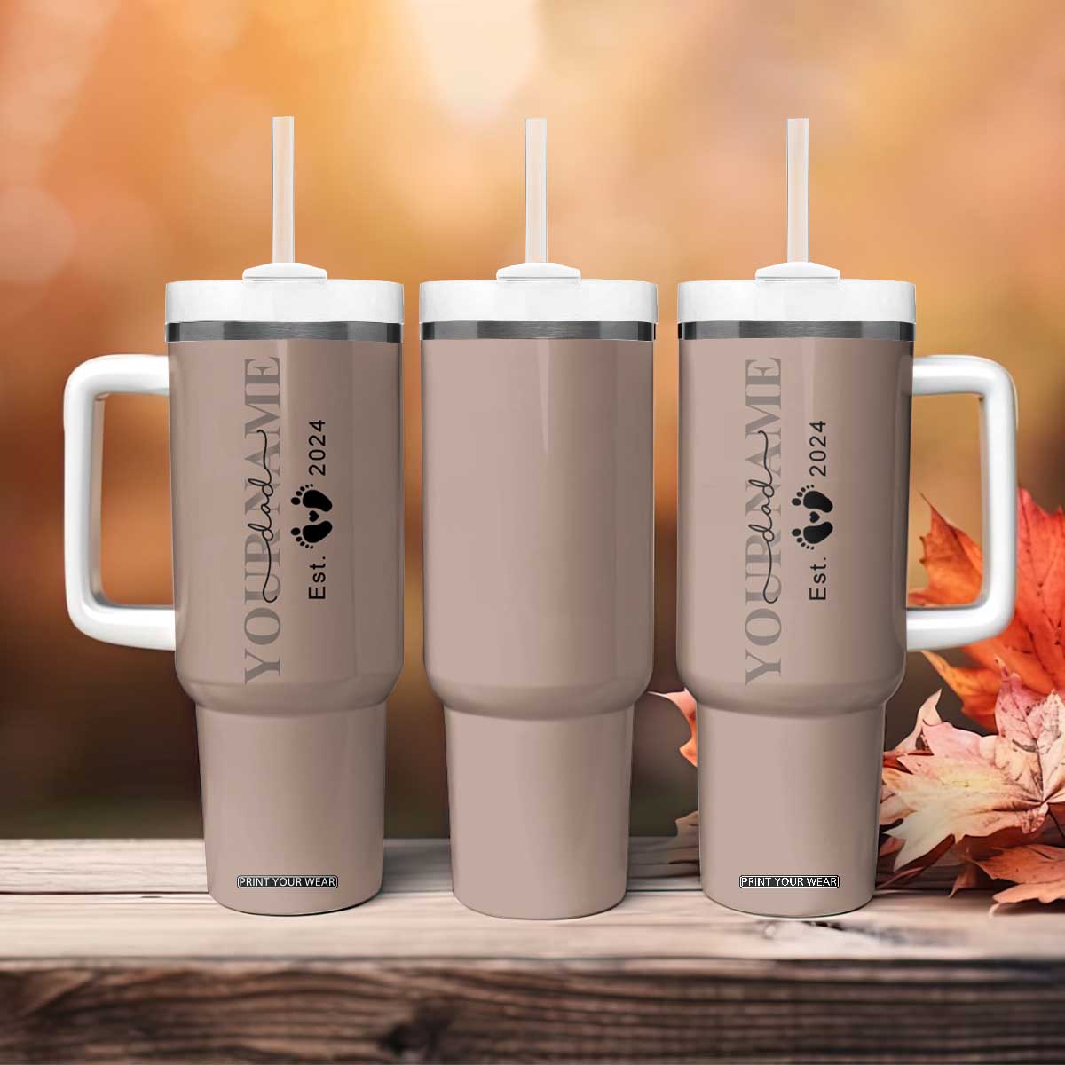 Personalized New Dad Tumbler With Handle Est 2024 Pregnancy Reveal First Time Dad Gift TB10 Print Your Wear