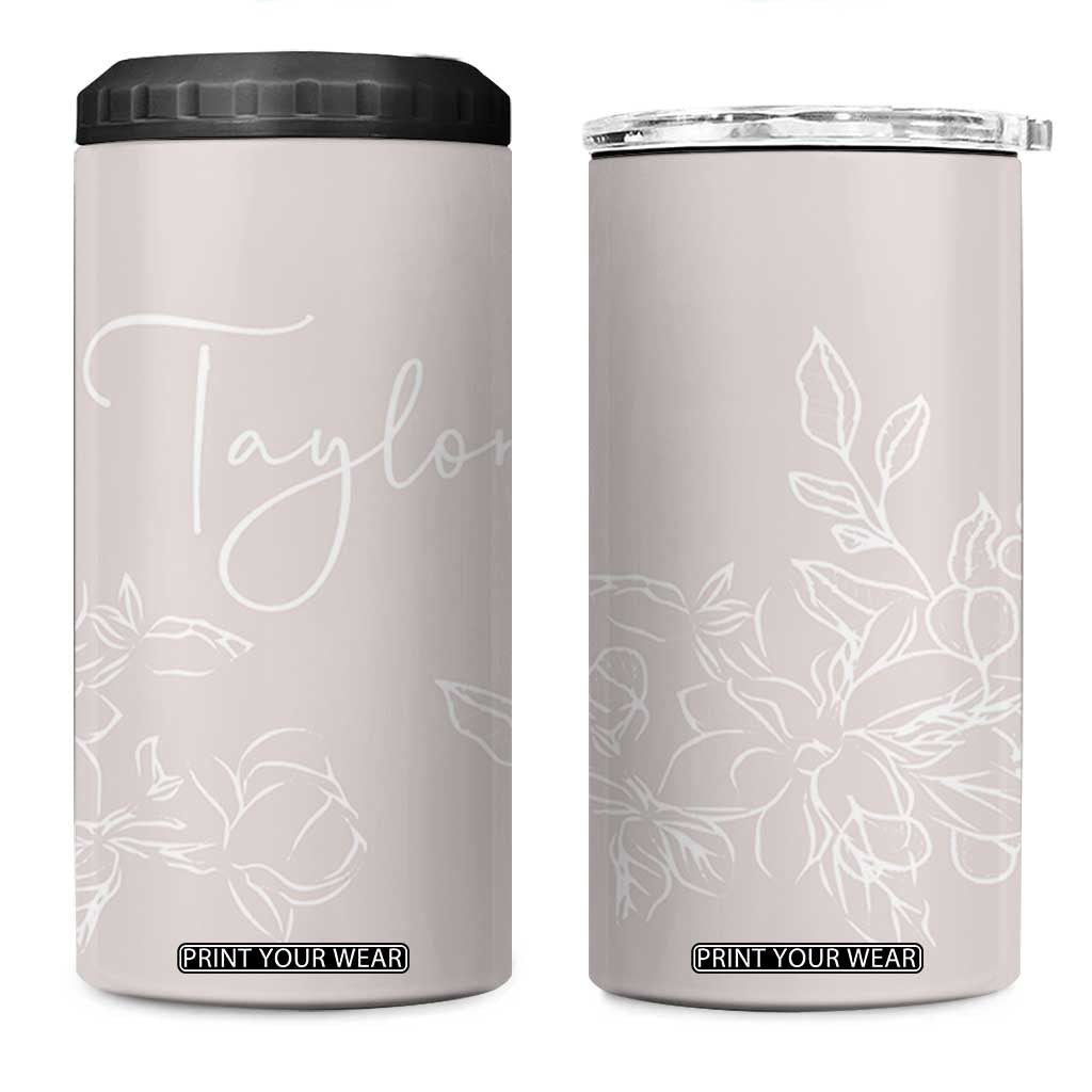 Personalized Wildflower Floral 4 in 1 Can Cooler Tumbler Custom Name Flower Mothers Day Gift From Daughter Son TB10 One Size: 16 oz Light Pink Print Your Wear