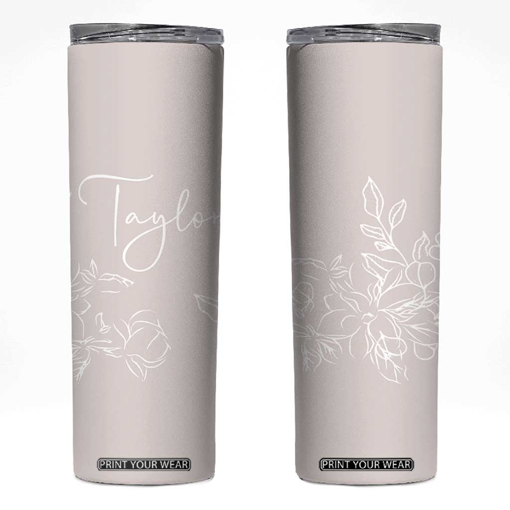 Personalized Wildflower Floral Skinny Tumbler Custom Name Flower Mothers Day Gift From Daughter Son TB10 Light Pink Print Your Wear