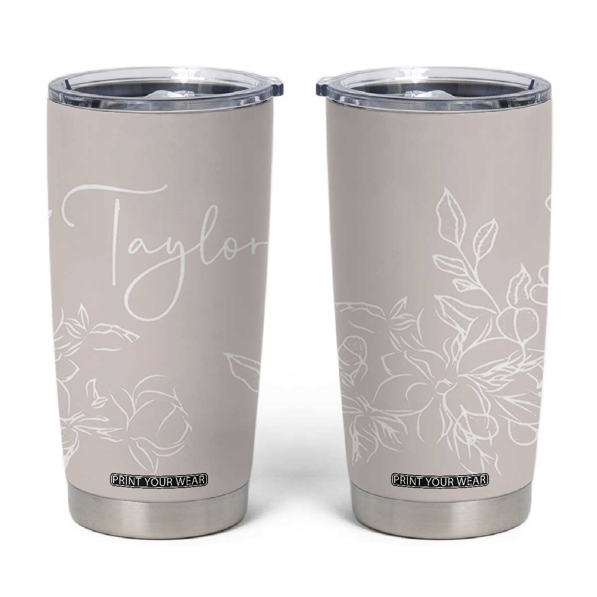 Personalized Wildflower Floral Tumbler Cup Custom Name Flower Mothers Day Gift From Daughter Son TB10 Light Pink Print Your Wear