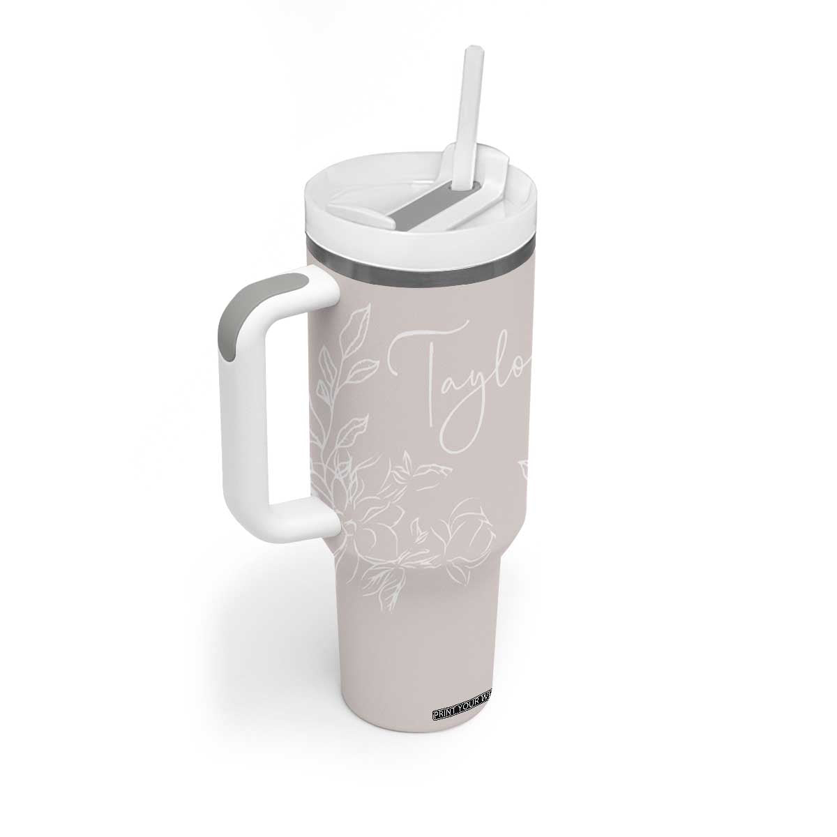 Personalized Wildflower Floral Tumbler With Handle Custom Name Flower Mothers Day Gift From Daughter Son TB10 Print Your Wear