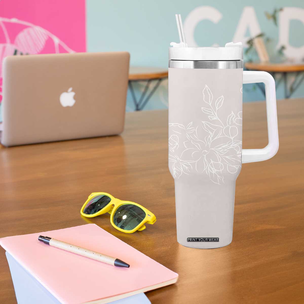 Personalized Wildflower Floral Tumbler With Handle Custom Name Flower Mothers Day Gift From Daughter Son TB10 Print Your Wear