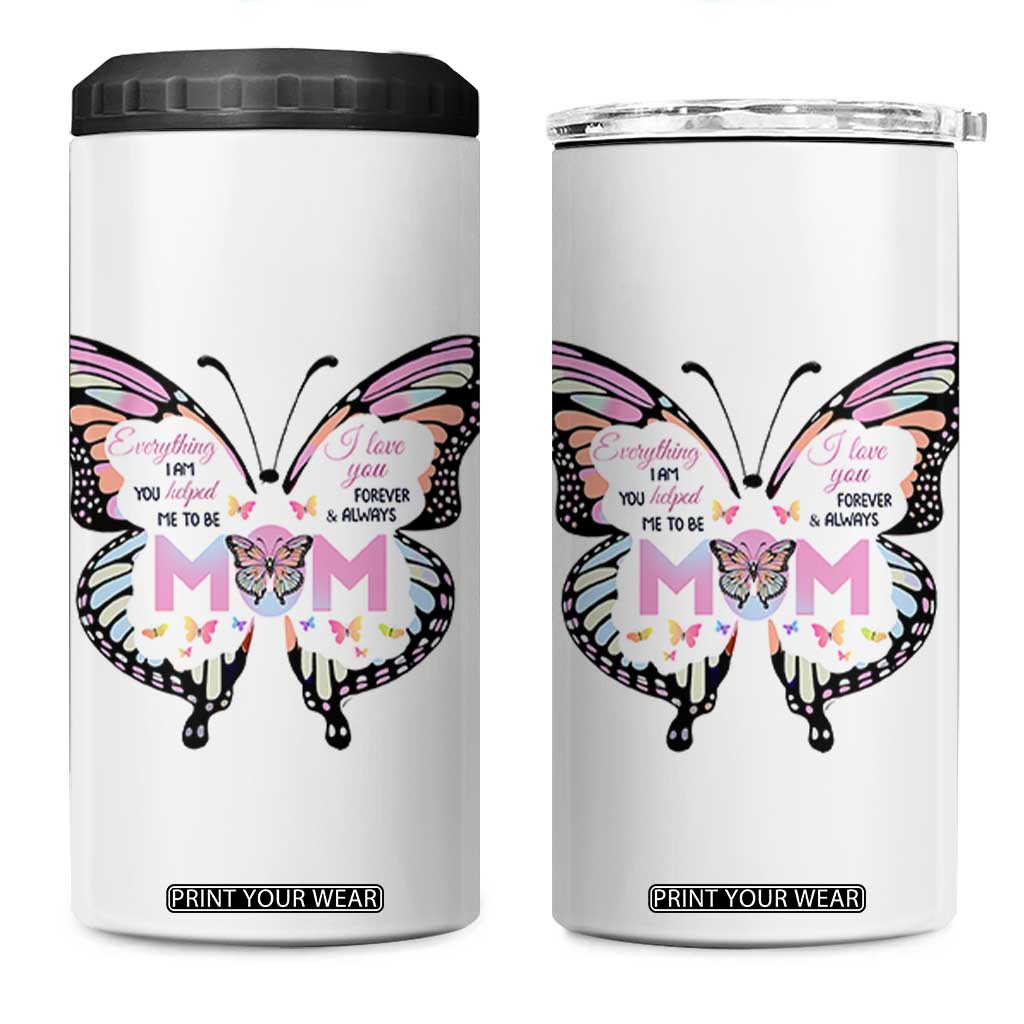 Gift For Mom 4 in 1 Can Cooler Tumbler Butterfly Thank You Mothers Day Gift I Love You Mom TB10 One Size: 16 oz White Print Your Wear