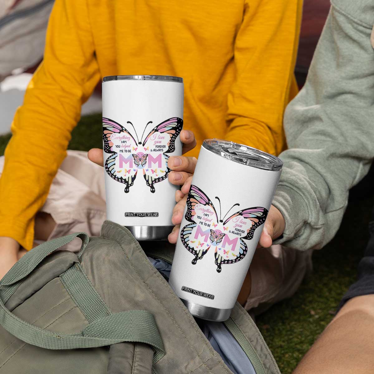 Gift For Mom Tumbler Cup Butterfly Thank You Mothers Day Gift I Love You Mom TB10 Print Your Wear