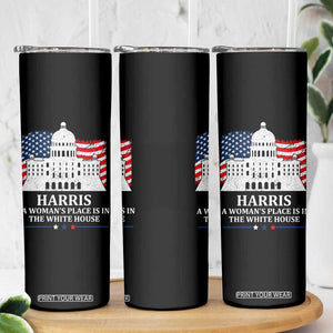 Kamala Harris 2024 A Woman's Place is in The White House Skinny Tumbler President Feminist American Flag TB10 Print Your Wear