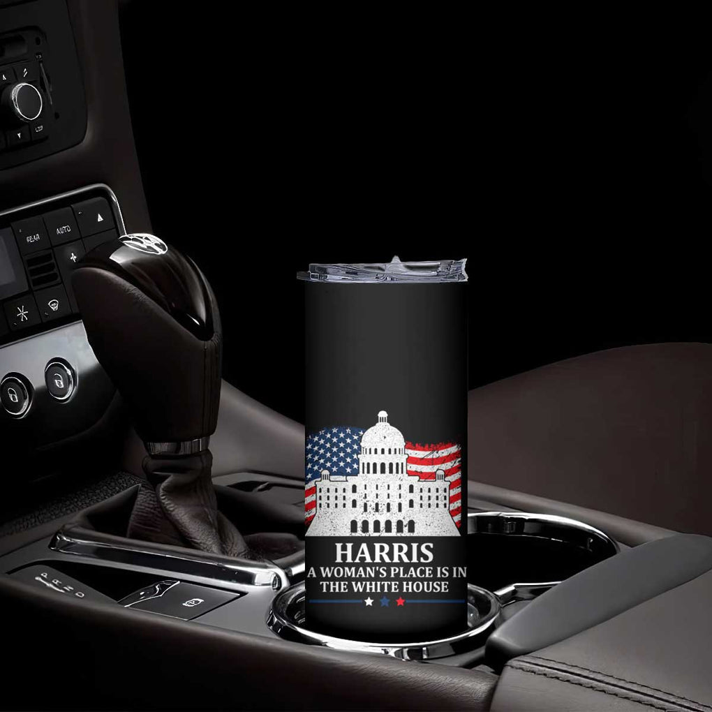 Kamala Harris 2024 A Woman's Place is in The White House Skinny Tumbler President Feminist American Flag TB10 Print Your Wear