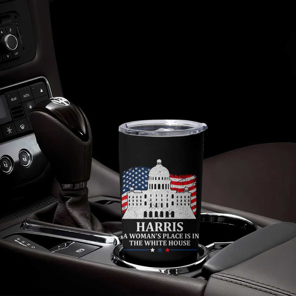 Kamala Harris 2024 A Woman's Place is in The White House Tumbler Cup President Feminist American Flag TB10 Print Your Wear