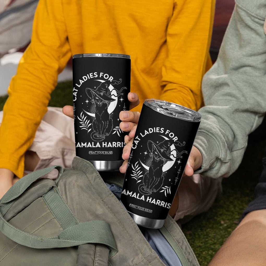 Cat Ladies for Kamala Harris 2024 Tumbler Cup Halloween Witchy Vibes TB10 Print Your Wear