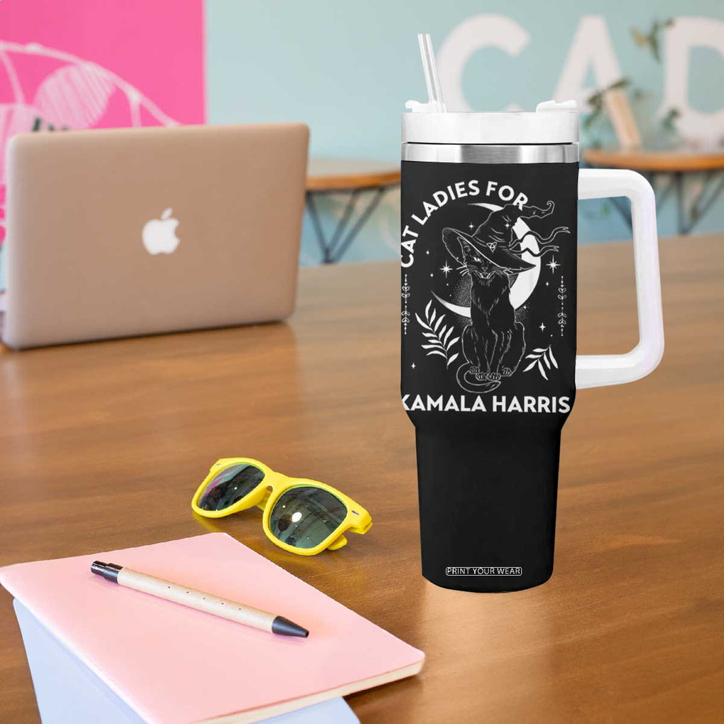 Cat Ladies for Kamala Harris 2024 Tumbler With Handle Halloween Witchy Vibes TB10 Print Your Wear