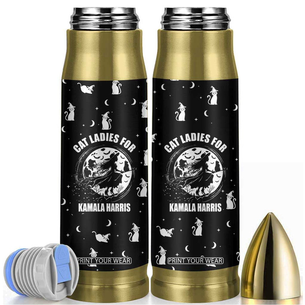 Halloween Harris 2024 Funny Bullet Tumbler Cat Lady, Ladies for Kamala Madam President Witchy Vibes TB10 Black Print Your Wear