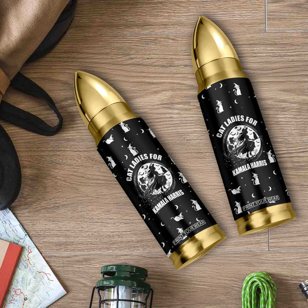 Halloween Harris 2024 Funny Bullet Tumbler Cat Lady, Ladies for Kamala Madam President Witchy Vibes TB10 Print Your Wear