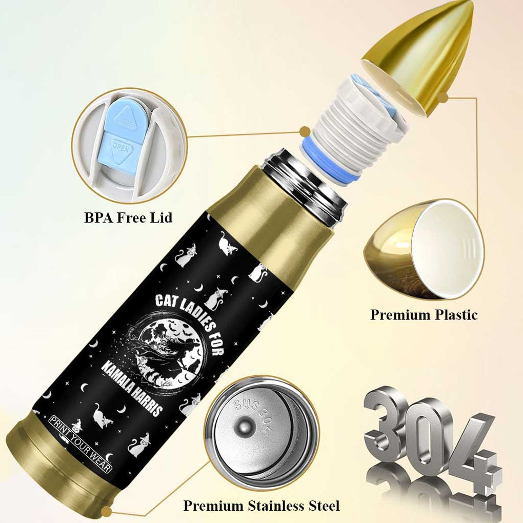 Halloween Harris 2024 Funny Bullet Tumbler Cat Lady, Ladies for Kamala Madam President Witchy Vibes TB10 Print Your Wear