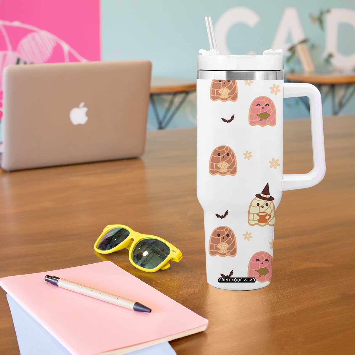 Pantasmas Mexican Halloween Tumbler With Handle Spanish Latina Ghost Pan Dulce TB10 Print Your Wear