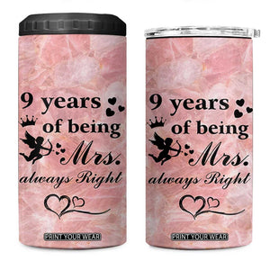 9 Year Anniversary Gift 4 in 1 Can Cooler Tumbler 9 Years Being Mrs Always Right Wedding Gifts For Her TB10 One Size: 16 oz Pink Print Your Wear