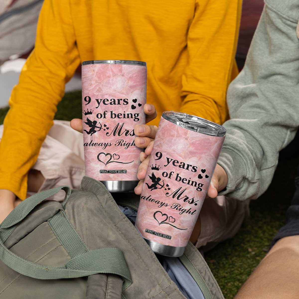 9 Year Anniversary Gift Tumbler Cup 9 Years Being Mrs Always Right Wedding Gifts For Her TB10 Print Your Wear