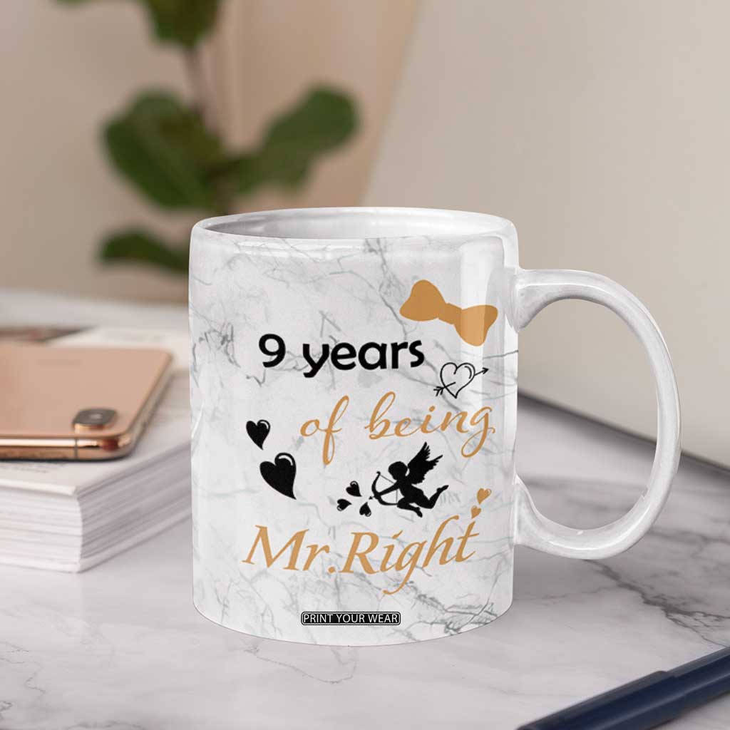 9 Year Anniversary Gift Coffee Mug 9 Years Being Mr Right Wedding Gifts For Him TB10 Print Your Wear