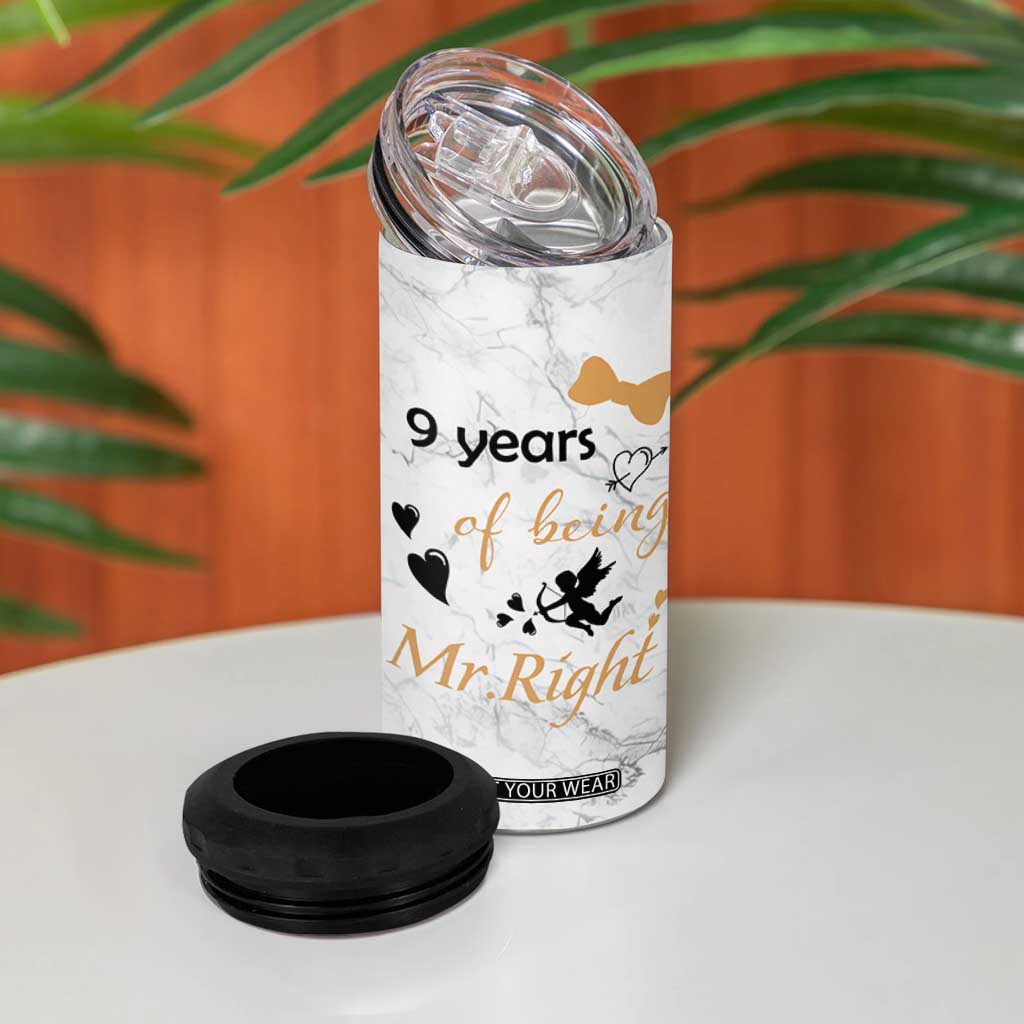 9 Year Anniversary Gift 4 in 1 Can Cooler Tumbler 9 Years Being Mr Right Wedding Gifts For Him TB10 Print Your Wear
