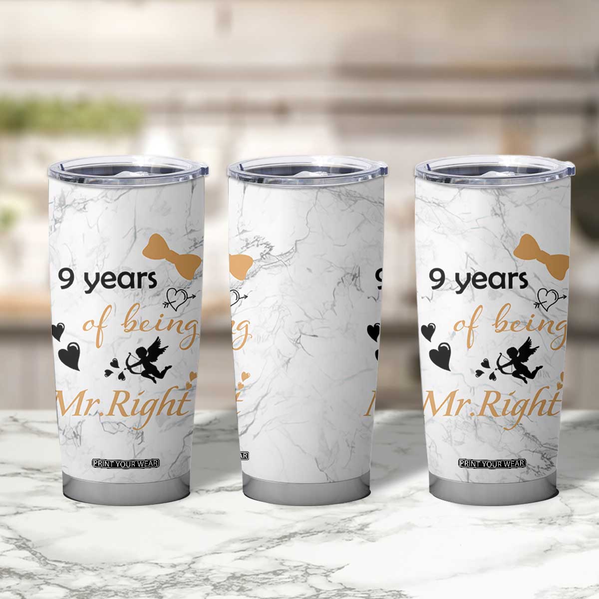 9 Year Anniversary Gift Tumbler Cup 9 Years Being Mr Right Wedding Gifts For Him TB10 Print Your Wear