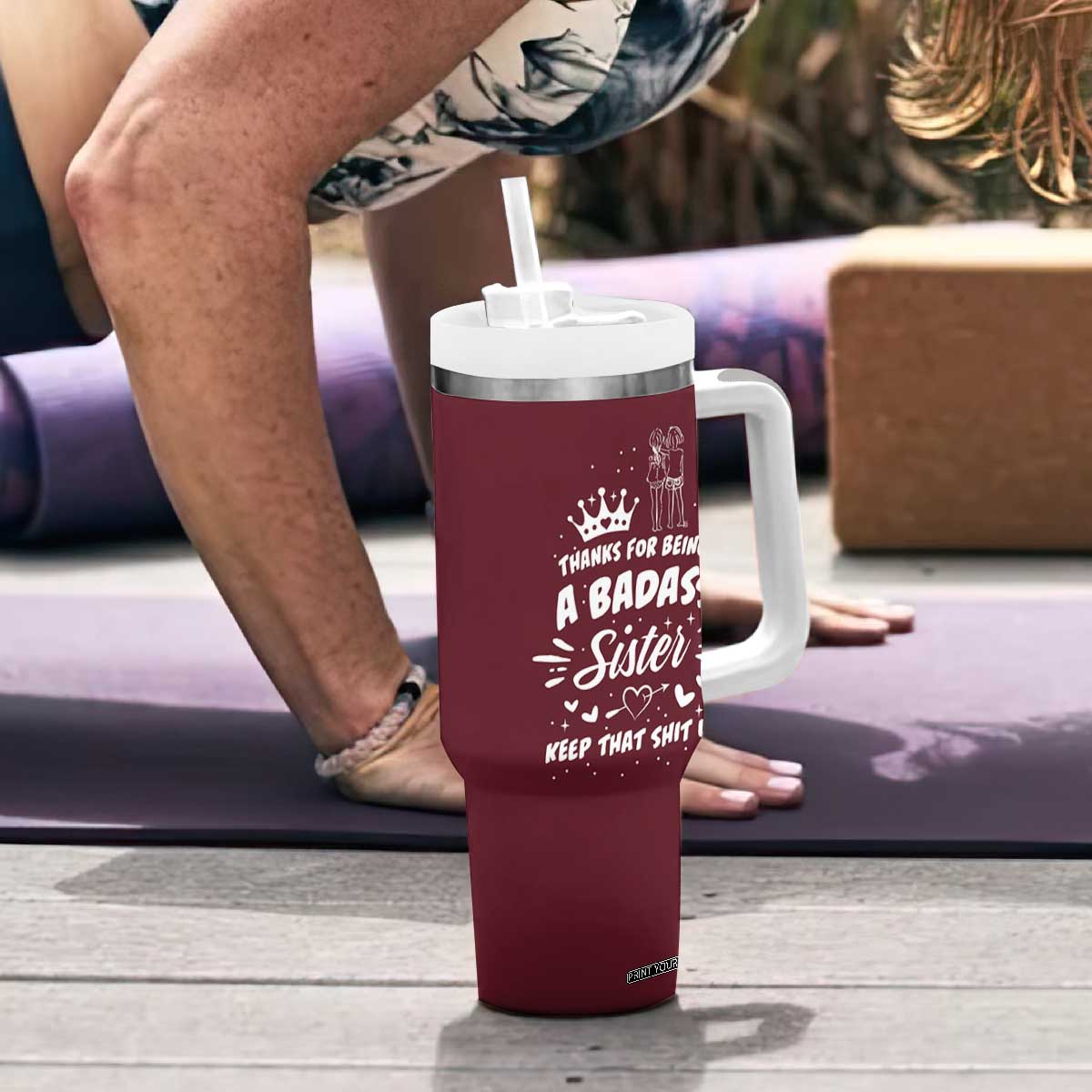 Funny Sister Gifts Tumbler With Handle Thanks For Being A Badass Sister TB10 Print Your Wear