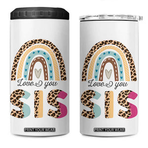 Love You Sis 4 in 1 Can Cooler Tumbler Missing You Sister Gifts Leopard TB10 One Size: 16 oz White Print Your Wear