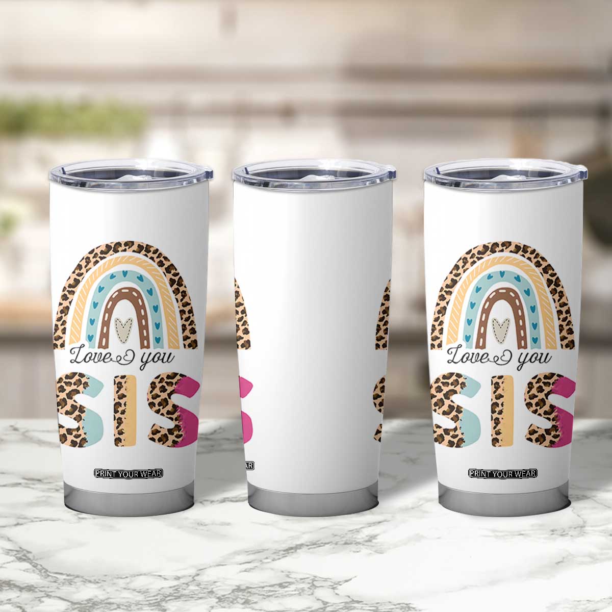 Love You Sis Tumbler Cup Missing You Sister Gifts Leopard TB10 Print Your Wear
