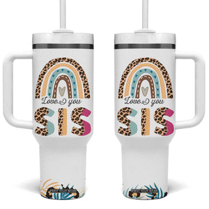 Love You Sis Tumbler With Handle Missing You Sister Gifts Leopard TB10 One Size: 40 oz White Print Your Wear