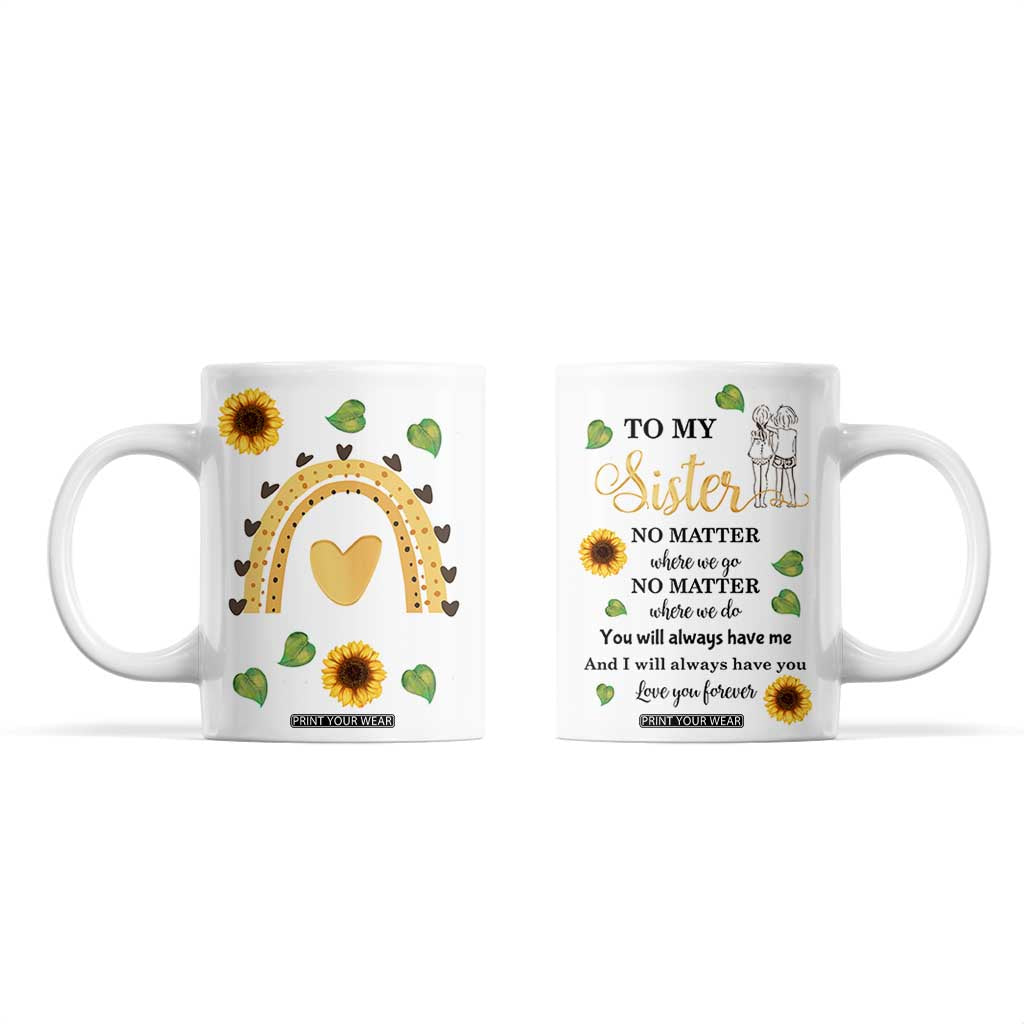 Sister Gifts Coffee Mug Send Love To My Sister Missing You Sunflower TB10 White Print Your Wear