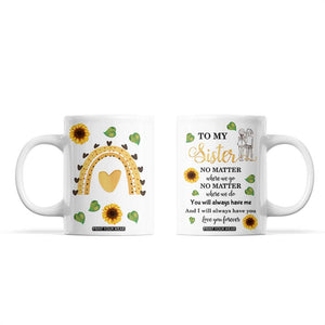 Sister Gifts Coffee Mug Send Love To My Sister Missing You Sunflower TB10 White Print Your Wear